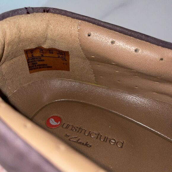Clarks Unstructured Leather Slip On Shoes Un Loop 2 Walk Aubergine Size 7.5 - Picture 5 of 7